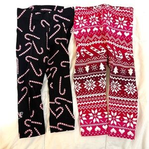 The Children's Place Red and White Patterned Christmas Leggings NWOT